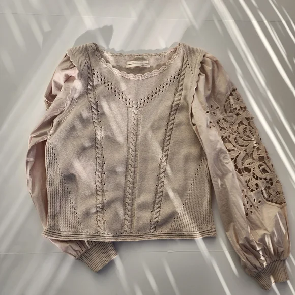 Anthropologie Cutwork‎ Puff-Sleeve Sweater - Picture 3 of 10